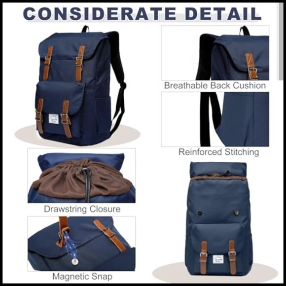 Vintage Rucksack Daypack Backpack Unisex Casual Travel College Work main image 4